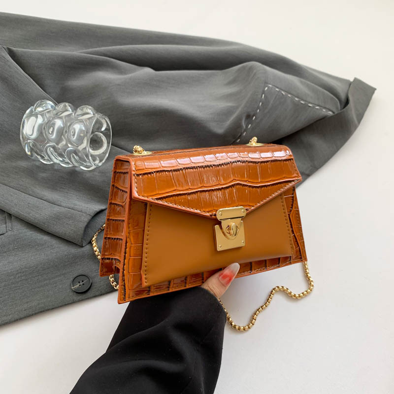 color_2-634 Women Fashion Elegant Solid Color Chain Small Square Shoulder Bag - Image 1