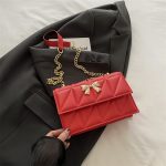 Women Fashion Rhombus Bowknot Buckle Chain Small Square Shoulder Bag - Image 7