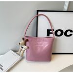 Women Fashion Casual Solid Color Pu Leather Bucket Shoulder Bag - Image 7