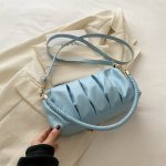 Wholesale Women Fashion Casual Solid Color Pleated Rectangular Shoulder Bag - Image 8