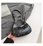 Women Fashion Solid Color Love Rivet Chain Shoulder Bag - Image 7