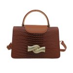 Women Fashion Solid Color Crocodile Metal Buckle Small Square Shoulder Bag - Image 8