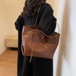 Women Fashion Casual Solid Color Large Capacity Soft Tote Bag - Image 8