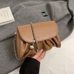 Fashion Girl'S Solid Color Pleated Chain Shoulder Bag - Image 8