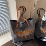 Women Fashion Embroidered Letter Large Capacity Canvas Tote Bag - Image 8