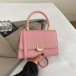 Wholesale Women Casual Simple Metal Buckle Solid Color Small Square Shoulder Bag - Image 8