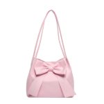 Women Fashion Simple Solid Color Large Capacity Bowknot Tote Bag - Image 8