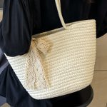 Wholesale Large Capacity Hand Straw Woven Women Summer Beach Tote Bag - Image 8