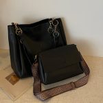 Wholesale Women Fashion Simple Solid Color Large Capacity Tote Bagtwo-Piece Bag Set - Image 8