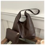 Wholesale Women Retro Simple Solid Color Large Capacity Tote Bag Two-Piece Bag Set - Image 8