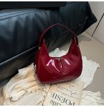 Wholesale Women Fashion Casual Solid Color Patent Leather Shoulder Bag - Image 8