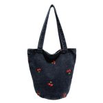 Wholesale Women Fashion Casual Embroidered Large Capacity Canvas Denim Shoulder Bag - Image 8