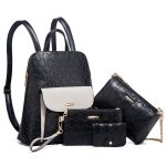 Wholesale Women Fashion Embossed Zipper PU Backpack Chain Crossbody Bag Purses Four-Piece Set - Image 7