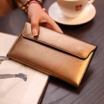 Wholesale Women Simple Solid Color Leather Long Purses - Image 8