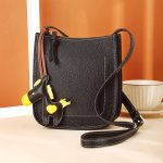 Women Simple Solid Color Leather Pony Pendant Square Zipper Crossbody Bag - Image 6