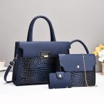 Wholesale Crocodile Pu Women Portable Shoulder Bag Three-Piece Bag Set - Image 4