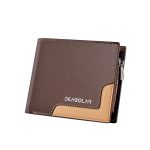 Wholesale Men'S Wallet Short Tri-Fold Pu Wallet Stitching Business Zipper Coin Purse Multi-Card Card Holder Coin Bag - Image 8