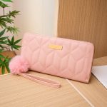 Wholesale Women Fashion Rhombus Embroidery Sequin Pom Decoration Long Coin Purse - Image 13