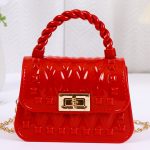 Women Fashion Leaf Pattern Mini Flap Lock Chain Crossbody Jelly Bag - Image 8