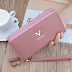 Women Fashion Simple Litchi Pattern Double Zipper Long Purses - Image 8