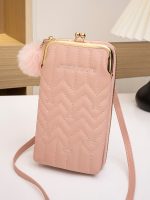 Women Fashion Rectangular Stitch Hair Ball Pendant Purses - Image 8