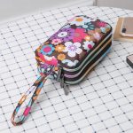 Women Fashion Floral Printed Large-Size Three-Layer Zipper Fabric Purses - Image 8