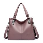 Women Fashion Casual Solid Color Large Capacity Handbag - Image 3