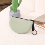 Women Fashion Solid Color Litchi Pattern Half-Round Zipper Wallet - Image 9