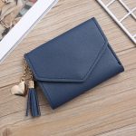 Wholesale Women Fashion Simple Solid Color Tassel Pendant Three-Fold Wallet - Image 9
