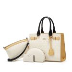 Wholesale Women Fashion Retro Color Block Large Capacity Tote Bag Four-Piece Bag Set - Image 9