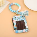 Wholesale Women Fashion Floral Printed Silicone Bead Bracelet Keychain Card Bag - Image 6