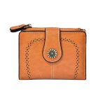 Wholesale Women Fashion Retro Solid Color Oil Leather Hollow-Out Multifunctional Zipper Wallet - Image 8