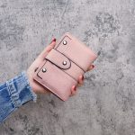 Wholesale Simple Solid Color 2-Fold Stud Buckle Wallet - Image 9