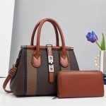 Women Fashion Casual Color Block Large Capacity Handbag Two-Piece Set - Image 8