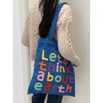 Wholesale Women Simple Letter Embroidered Large Capacity Canvas Shopping Tote Bag - Image 9