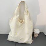 Wholesale Women Fashion Creative Embroidered Black Butterfly Lace Large Capacity Canvas Tote Bag - Image 9