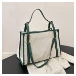 Wholesale Women Retro Fashion Color Contrast Large Capacity Canvas Tote Bag - Image 9