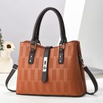 Women Fashion Color Contrast Crocodile Pattern Handbag - Image 8