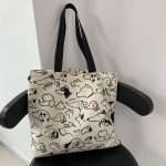 Wholesale Women Cartoon Animal Print Large Capacity Canvas Tote Bag - Image 9