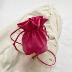 Women Fashion Casual Solid Color Drawstring Bucket Crossbody Bag - Image 8
