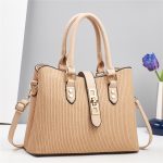 Wholesale Women Fashion Casual Solid Color Vertical Stripes Large Capacity Handbag - Image 8