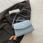 Wholesale Women Fashion Casual Solid Color Butterfly Clasp Small Square Crossbody Bag - Image 9
