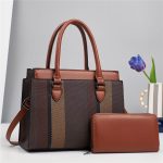 Wholesale Women Fashion Casual Contrast Color Large Capacity Handbag Two-Piece Bag Set - Image 7