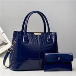 Wholesale Women Fashion Casual Solid Color Crocodile Pattern Handbag Bag Two-Piece Set - Image 8