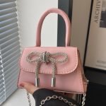 Wholesale Women Fashion Solid Color Rhinestone Bowknot Crossbody Bag
