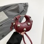 Women Fashion Casual Solid Color Rivet Crossbody Bag