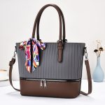Wholesale Women Fashion Casual Color Block Stone Pattern Zipper Ribbon Large Capacity Handbag - Image 8
