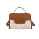 Wholesale Simple Pu Straw Woven Stitching Handbag Retro Crossbody Bag - Image 8