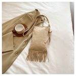 Women Retro Solid Color Frosted Tassel Crossbody Bag - Image 8