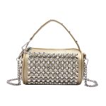 Wholesale Women Fashion Casual Cylindrical Rhinestone Rivet Chain Crossbody Bag - Image 8